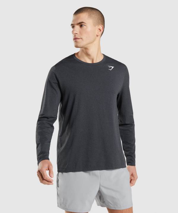 Panske Mikiny Gymshark Arrival Seamless Long Sleeve Čierne | PQ0712836
